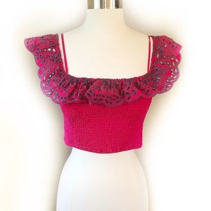 3 / $25 FOREVER 21 eyelet crop top size large